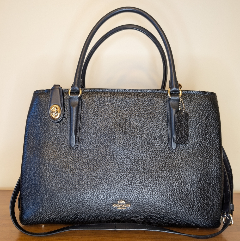 Coach Brooklyn 34 Carryall Black Pebbled Leather Workhorse Bag 57276